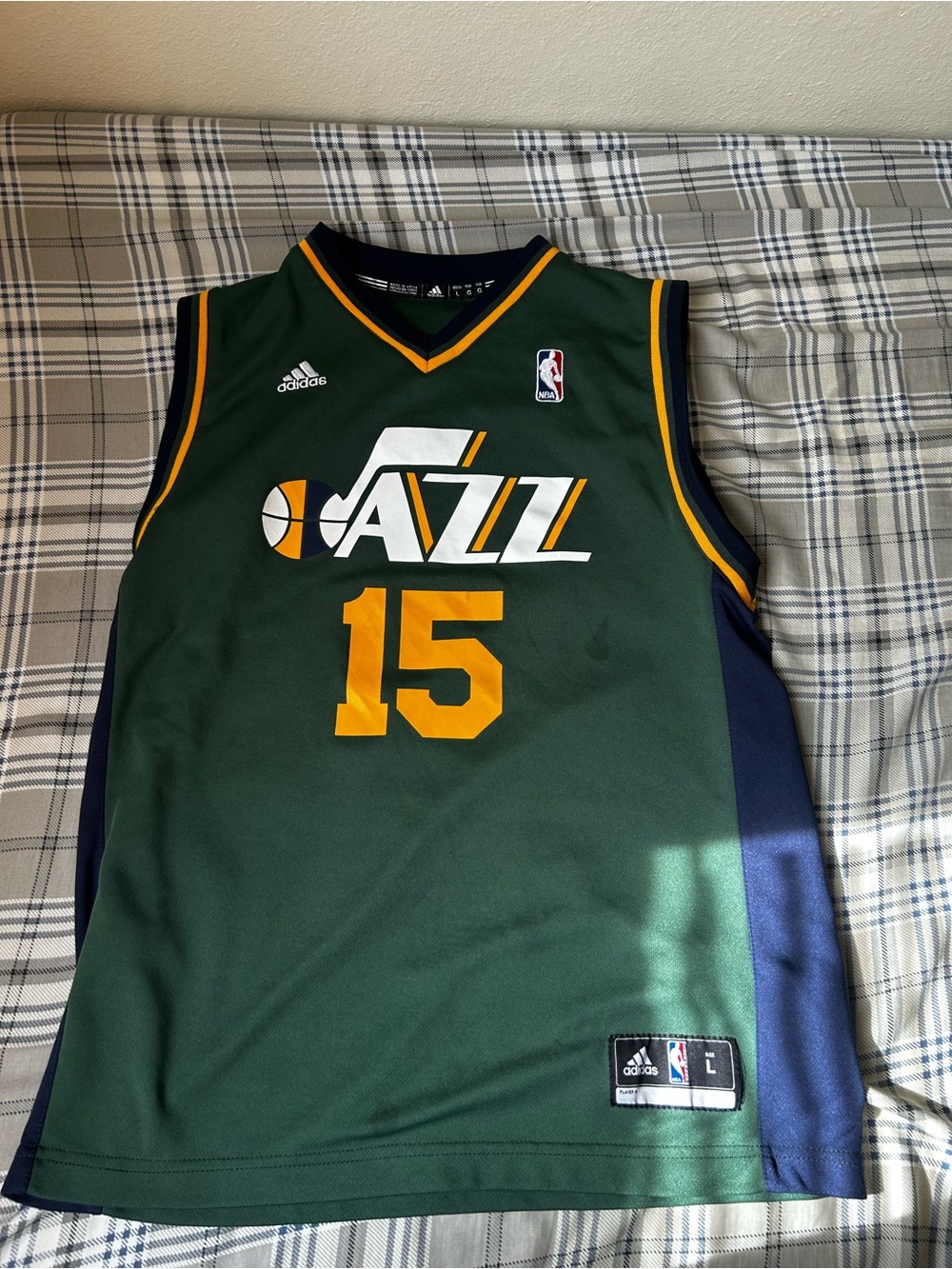 adidas Green & Gold Utah Jazz #15 Basketball Jersey